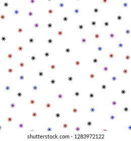 Light Blue, Red vector seamless template with ice snowflakes. Colorful snowflakes with gradient on abstract background. Pattern for trendy fabric, wallpapers.