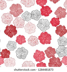 Light Blue, Red vector seamless elegant background with flowers. Shining colored illustration with flowers. Texture for window blinds, curtains.