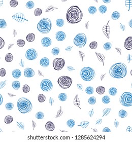 Light Blue, Red vector seamless doodle background with leaves and flowers. Creative illustration in blurred style with leaves, flowers. Pattern for trendy fabric, wallpapers.