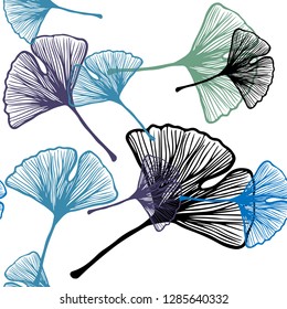 Light Blue, Red vector seamless doodle template with leaves. A vague abstract illustration with leaves in doodles style. Template for business cards, websites.