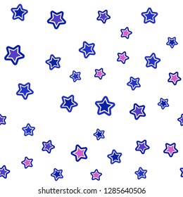 Light Blue, Red vector seamless template with sky stars. Shining colored illustration with stars. Pattern for trendy fabric, wallpapers.
