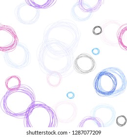 Light Blue, Red vector seamless texture with disks. Blurred bubbles on abstract background with colorful gradient. Pattern for trendy fabric, wallpapers.