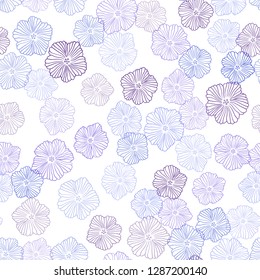 Light Blue, Red vector seamless abstract background with flowers. Illustration with colorful abstract doodle flowers. Pattern for trendy fabric, wallpapers.