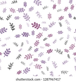 Light Blue, Red vector seamless doodle pattern with leaves, branches. Shining colored illustration with leaves and branches. Pattern for design of fabric, wallpapers.