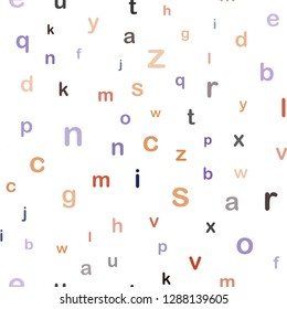 Light Blue, Red vector seamless pattern with ABC symbols. Abstract illustration with colored latin alphabet. Template for business cards, websites.