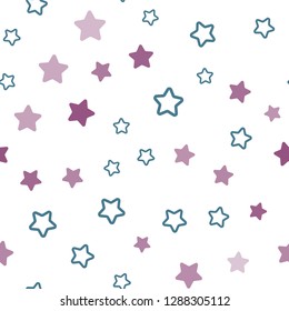 Light Blue, Red vector seamless cover with small and big stars. Blurred decorative design in simple style with stars. Texture for window blinds, curtains.