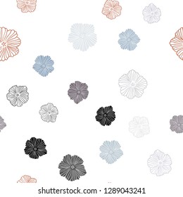 Light Blue, Red vector seamless doodle pattern with flowers. Colorful illustration in doodle style with flowers. Design for wallpaper, fabric makers.