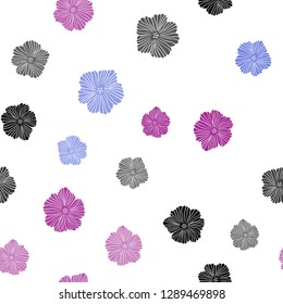 Light Blue, Red vector seamless elegant wallpaper with flowers. Colorful illustration in doodle style with flowers. Texture for window blinds, curtains.