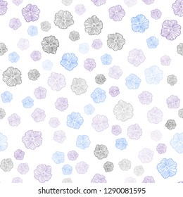 Light Blue, Red vector seamless abstract backdrop with flowers. Colorful illustration in doodle style with flowers. Design for wallpaper, fabric makers.