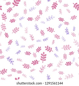 Light Blue, Red vector seamless natural artwork with leaves, branches. Sketchy doodles on white background. Design for textile, fabric, wallpapers.