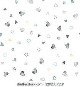 Light Blue, Red vector seamless background with hearts. Decorative shining illustration with hearts on abstract template. Pattern for carnival, festival romantic leaflets.