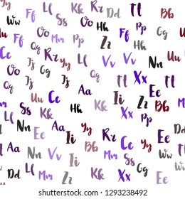 Light Blue, Red vector seamless texture with ABC characters. Colored alphabet signs with gradient on white background. Design for wallpaper, fabric makers.