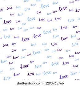 Light Blue, Red vector seamless texture with words LOVE YOU. Decorative design in doodle style with text LOVE YOU. Design for wallpaper, fabric makers.