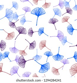 Light Blue, Red vector seamless doodle template with leaves. Shining colored illustration with leaves in doodle style. Template for business cards, websites.