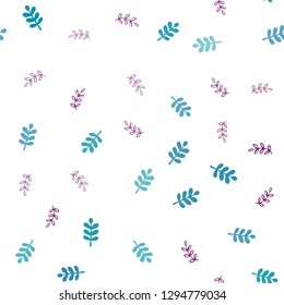 Light Blue, Red vector seamless doodle layout with leaves. Glitter abstract illustration with doodles and leaves. Design for textile, fabric, wallpapers.