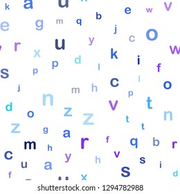 Light Blue, Red vector seamless texture with ABC characters. Shining colorful illustration with isolated letters. Pattern for design of fabric, wallpapers.