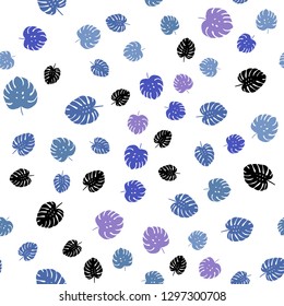 Light Blue, Red vector seamless doodle layout with leaves. Sketchy doodles with leaves on blurred background. Design for wallpaper, fabric makers.