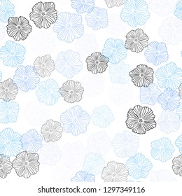 Light Blue, Red vector seamless natural pattern with flowers. Colorful illustration in doodle style with flowers. Pattern for design of fabric, wallpapers.