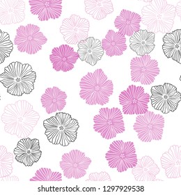 Light Blue, Red vector seamless doodle pattern with flowers. Colorful illustration in doodle style with flowers. Pattern for design of fabric, wallpapers.