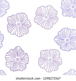 Light Blue, Red vector seamless doodle background with flowers. Sketchy doodle flowers on white background. Pattern for trendy fabric, wallpapers.