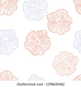 Light Blue, Red vector seamless doodle backdrop with flowers. Flowers with gradient on white background. Template for business cards, websites.