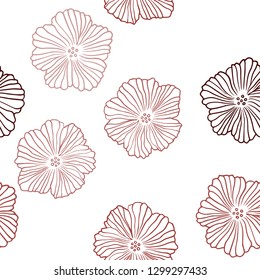 Light Blue, Red vector seamless doodle layout with flowers. An elegant bright illustration with flowers. Pattern for design of fabric, wallpapers.