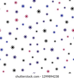 Light Blue, Red vector seamless cover with beautiful snowflakes. Colorful snowflakes with gradient on abstract background. Design for wallpaper, fabric makers.