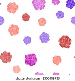 Light Blue, Red vector seamless abstract background with flowers. Flowers in natural style on white background. Texture for window blinds, curtains.