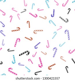 Light Blue, Red vector seamless texture with xmas sweets, candies.