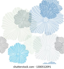 Light Blue, Red vector seamless natural pattern with flowers. Modern abstract illustration with flowers. Pattern for design of fabric, wallpapers.