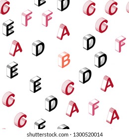 Light Blue, Red vector seamless backdrop with 3D english symbols. Shining colorful 3D illustration with isolated letters. Pattern for design of fabric, wallpapers.
