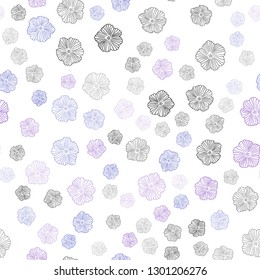 Light Blue, Red vector seamless natural pattern with flowers. Glitter abstract illustration with flowers. Design for textile, fabric, wallpapers.