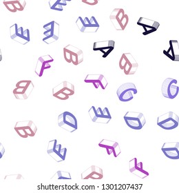 Light Blue, Red vector seamless layout with 3D latin alphabet. Colorful 3D alphabet signs with gradient on white background. Design for wallpaper, fabric makers.