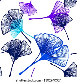 Light Blue, Red vector seamless abstract background with leaves. leaves on blurred abstract background with gradient. Pattern for trendy fabric, wallpapers.