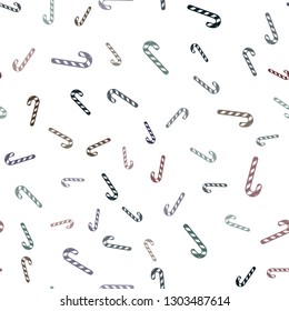Light Blue, Red vector seamless pattern with delicious xmas candies.