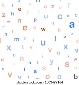 Light Blue, Red vector seamless layout with latin alphabet. Shining illustration with ABC symbols on abstract template. Pattern for trendy fabric, wallpapers.