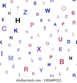 Light Blue, Red vector seamless texture with ABC characters. Modern geometrical illustration with ABC english symbols. Design for textile, fabric, wallpapers.