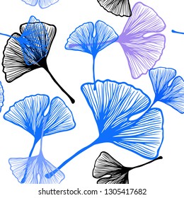Light Blue, Red vector seamless natural backdrop with leaves. Shining colored illustration with leaves in doodle style. Design for wallpaper, fabric makers.