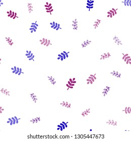 Light Blue, Red vector seamless natural pattern with leaves. Blurred decorative design in Indian style with leaves. Pattern for design of fabric, wallpapers.