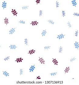 Light Blue, Red vector seamless doodle backdrop with leaves. Doodle illustration of leaves in Origami style with gradient. Pattern for trendy fabric, wallpapers.