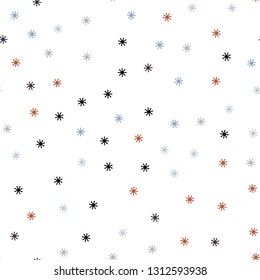 Light Blue, Red vector seamless template with ice snowflakes. Colorful decorative design in xmas style with snow. Pattern for design of fabric, wallpapers.
