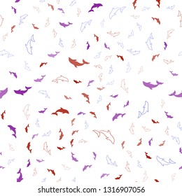 Light Blue, Red vector seamless backdrop with ocean dolphins. Modern abstract illustration with sea dolphins. Natural design for wallpapers.