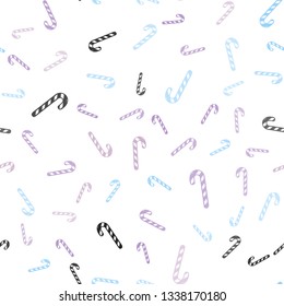 Light Blue, Red vector seamless texture with xmas sweets, candies.