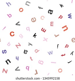Light Blue, Red vector seamless texture with ABC characters. Shining illustration with ABC symbols on abstract template. Pattern for design of fabric, wallpapers.