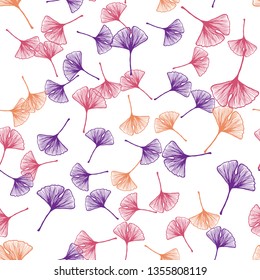 Light Blue, Red vector seamless doodle background with leaves. Creative illustration in blurred style with leaves. Design for textile, fabric, wallpapers.