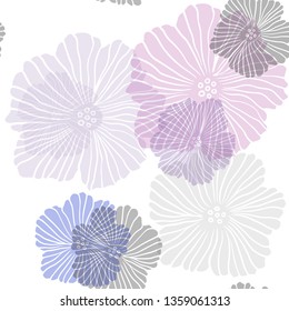 Light Blue, Red vector seamless elegant background with flowers. Colorful illustration in doodle style with flowers. Design for textile, fabric, wallpapers.