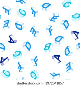 Light Blue, Red vector seamless backdrop with 3D english symbols. Colorful gradient design in 3D style with signs of alphabet. Pattern for trendy fabric, wallpapers.