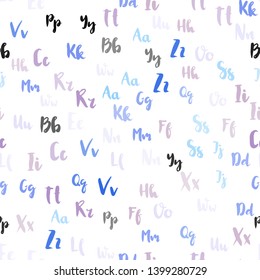 Light Blue, Red vector seamless pattern with ABC symbols. Shining colorful illustration with isolated letters. Pattern for design of fabric, wallpapers.