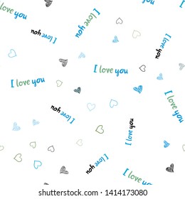 Light Blue, Red vector seamless pattern with colorful hearts. Beautiful colored illustration with hearts in celebration style. Pattern can be used for valentine's ad, booklets.