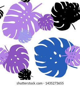 Light Blue, Red vector seamless natural artwork with leaves. A vague abstract illustration with leaves in doodles style. Design for wallpaper, fabric makers.